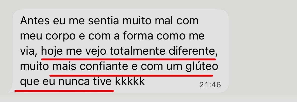 Feedback de aluna, treino feminino e desenvolvimento de glúteo